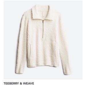TeeBerry & Weave Cream Golly Sherpa Fur Quarter Zip Pullover - Size Large